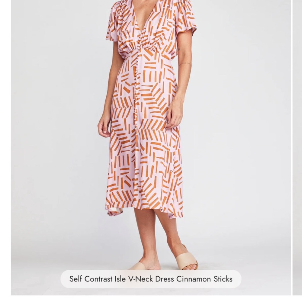 NWT!!! Self Contrast Isla V-Neck Dress Cinnamon